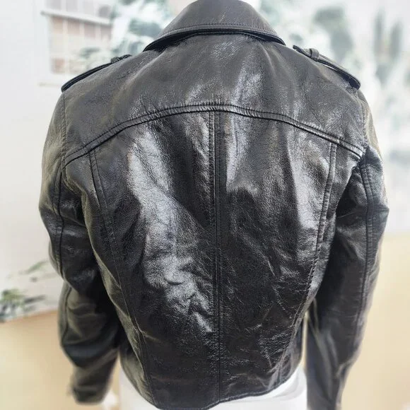 BLANK NYC Women's Patent Leather PUNK BIKER Jacket - Size Small - Picture 3 of 13